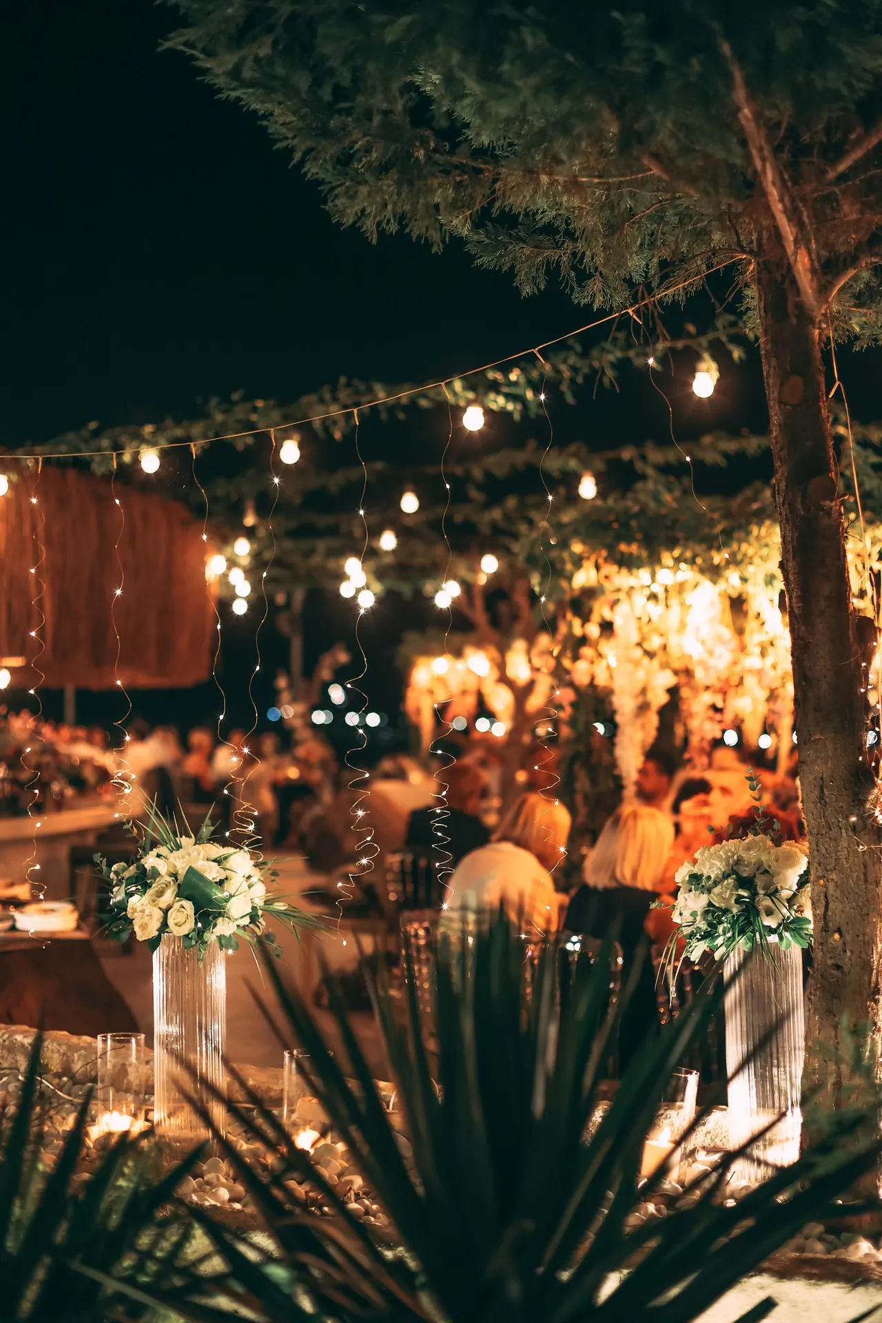 A garden party set for dinner
