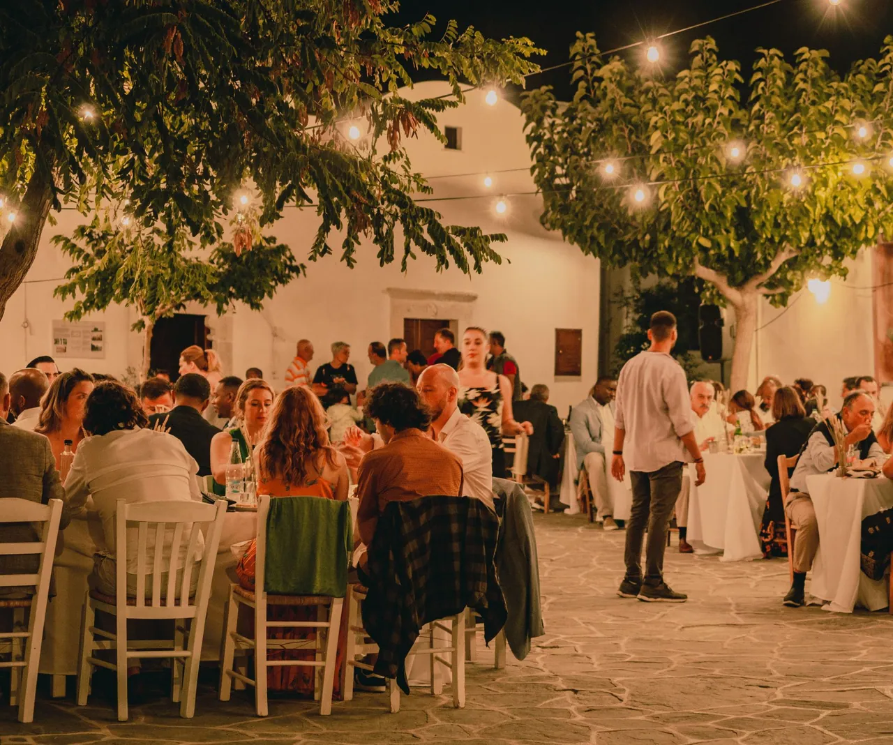 People dining on a patio